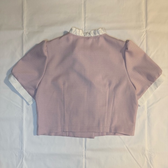Vintage Coquette Cropped Blouse Dusty Rose Puff Sleeve - Picture 6 of 7
